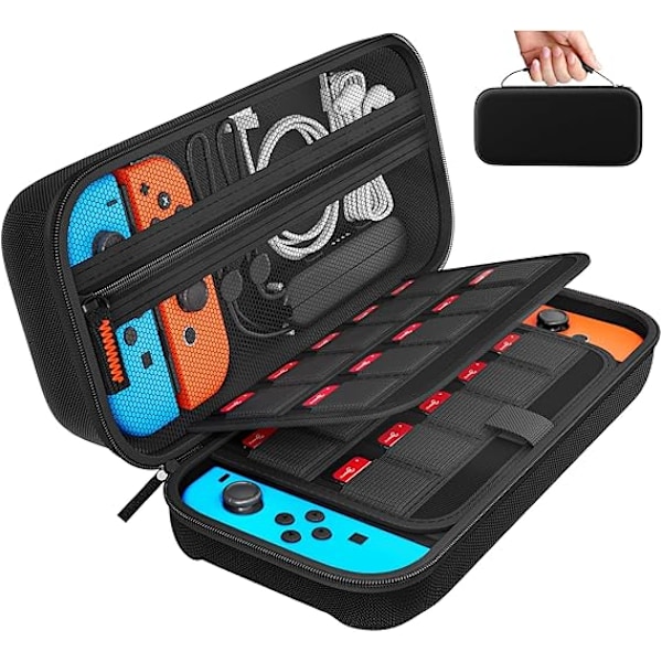 Switch Bæreveske Kompatibel med Nintendo Switch/Switch OLED, med 20 Spillkassetter Beskyttende Hard Shell Reiseveske