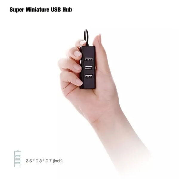 1 stk 4 porte USB 2.0 HUB Højhastigheds bærbar mini USB splitter adapter