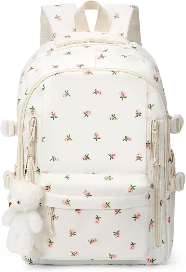 Women's Backpack with Floral Pattern – Laptop Backpack School Bag for Work & Studies A