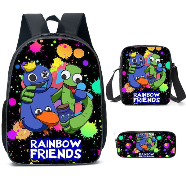 Rainbow Friends Book Bag Cartoon olkalaukku, 17 tuumaa, opiskelijatuotteet (hyvät ystävät)