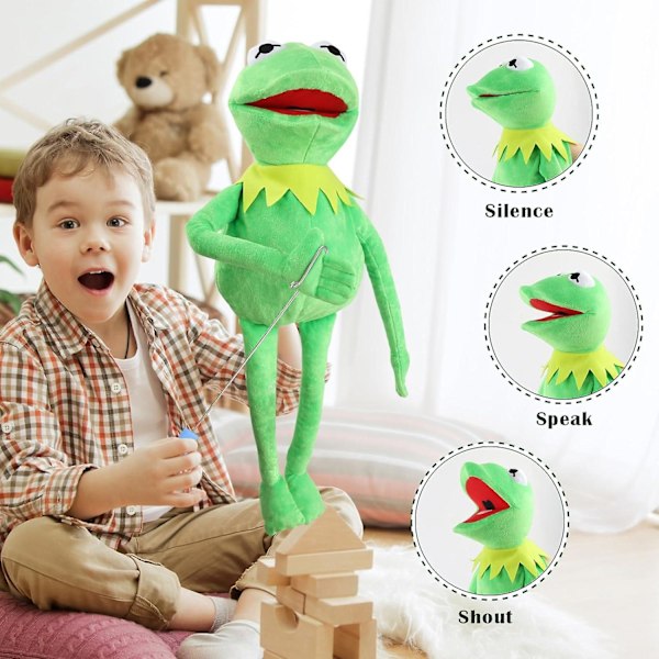 Kermit the Frog Handdocka, Grodplysch, Mupparna, Mjuk Grod-docka Lämplig för Rollek - Grön, 61 cm Frog Puppet - Control Rod