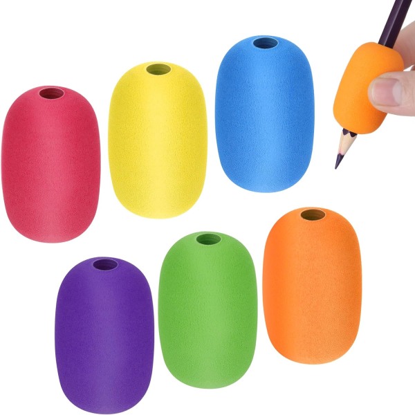 6 Pieces Pencil Grips, Egg Pen Pencil Holder Handwriting Grips Pen Stylus Foam Grips Writing Aid