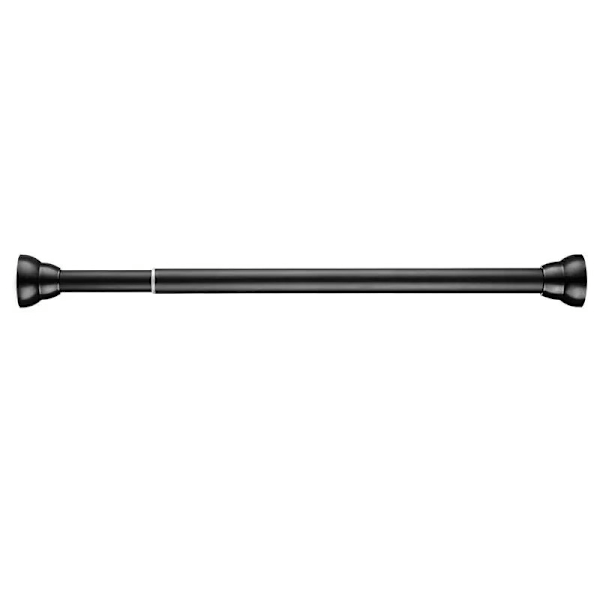 Punkteringsfri kleshenging, dusjforhengstang og teleskopstang for soveromsstøtte (svart: 50-80 cm, justerbar lengde)