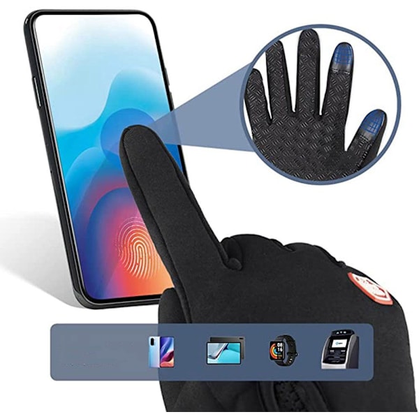 Touchscreen-handskar herr vinter smartphone vattentäta vinterhandskar herr- eller damhandskar sport fitness vattentäta cykelhandskar (XL)