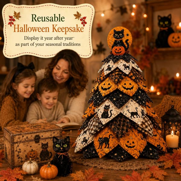 DIY Quilted Christmas Tree Fabric Kit, 3D Fabric Patchwork Craft Set for Beginners, Handmade Table Decoration for Home, Mantel, Table, Office #B
