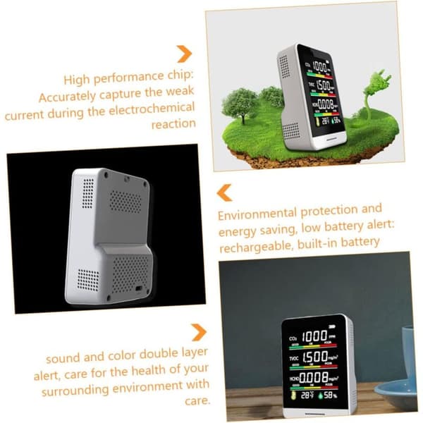 CO2-detektor med digital sensor, luftpartikeltester, fugtmåler, analysator, luftkvalitetsmonitor, kuldioxid hvid sensor