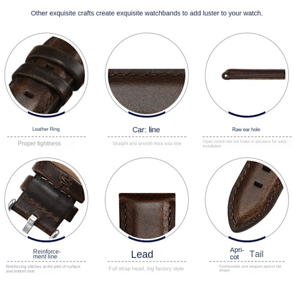 Klockarmband Nappa Läder MÖRKBRUN 18MM Mörkbrun_xx Dark Brown 18mm