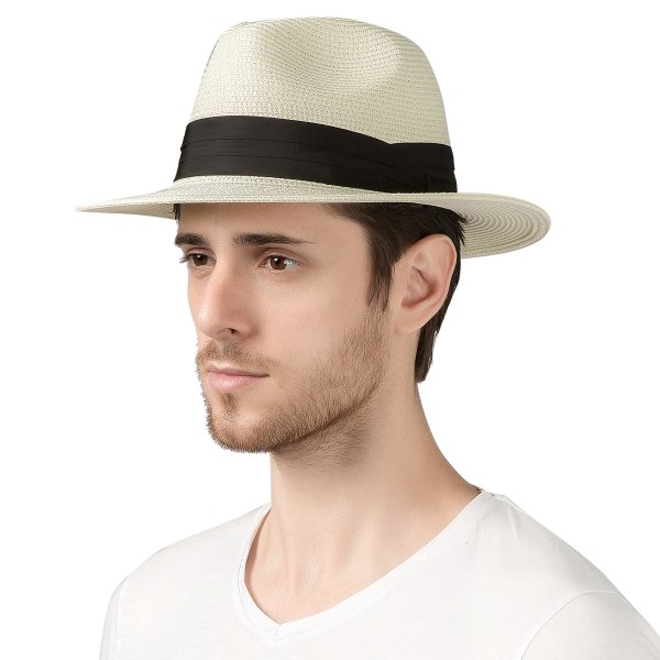 Summer Beach Sun Hats for Men Foldable Floppy Travel Packable Staw Hat, Wide Brim Hat