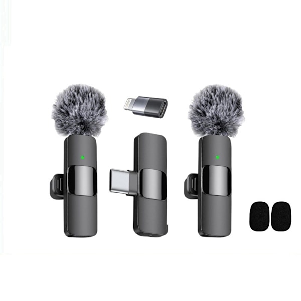 Trådløs Lavalier Mikrofon til Lyd- og Videooptagelse Mini Mikrofon til iPhone Android
