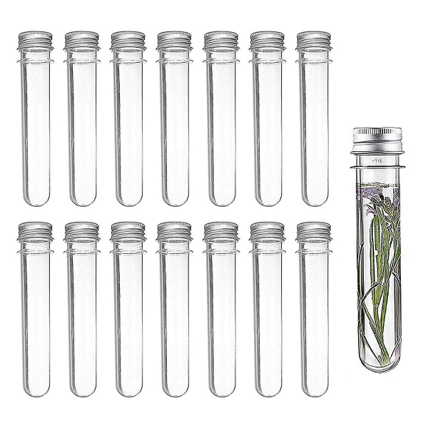 14 plastreagensglas Gennemsigtigt reagensglas med skruelåg 40ml