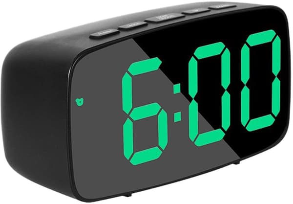 Digital LED-väckarklocka Dubbla larm Dimmer USB/Batteri Mini Bordsklocka - Svart Zwart/wit licht
