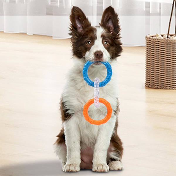 Aggressiva hundtuggleksaker,  Interactive Squeak Toys Dog Chewing Ring Toy,Chew Toys Ring för tandrengöring, oförstörbara hundleksaker för små Orange1