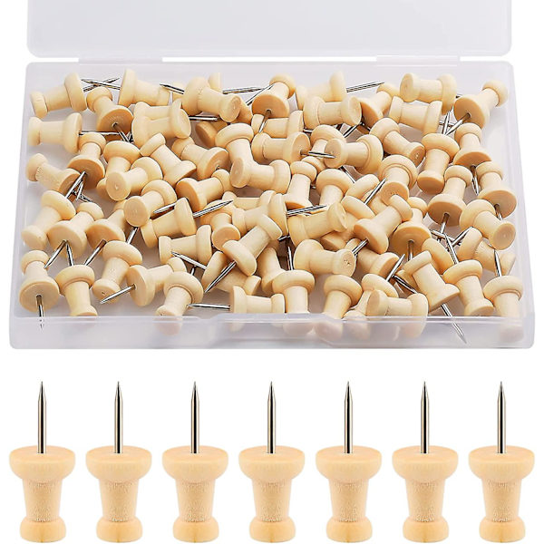 Trä Pushpins Kartmarkör Pushpins 100st