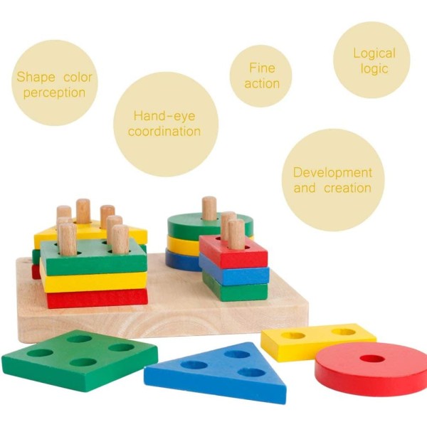 Trä förskolebarn Geometrisk form Klassificeringstavla Pussel Barnleksaker