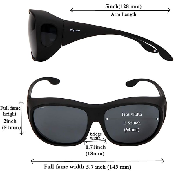 Yodo Fit Over Glasses Solbriller med polariserede linser til mænd og kvinder