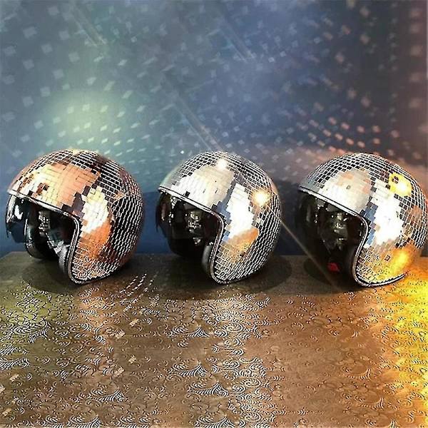 Discokula-hjälm med infällbart visir för nattklubbens coola rekvisita (Silver)