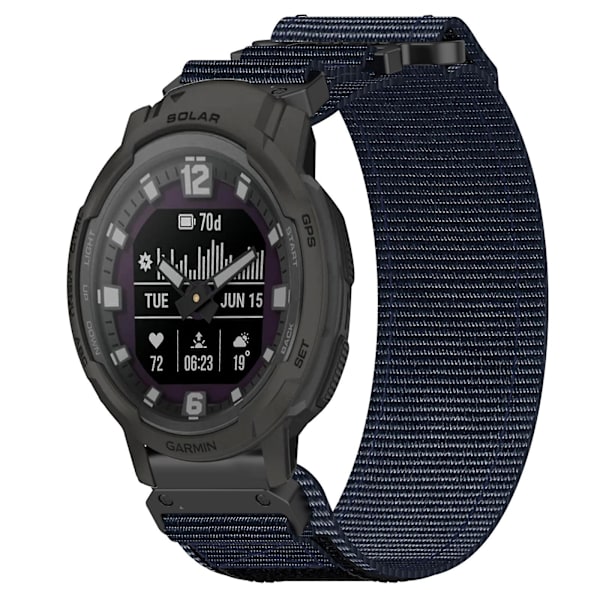 22 mm nylonrem til Garmin Instinct Crossover Solar Blue