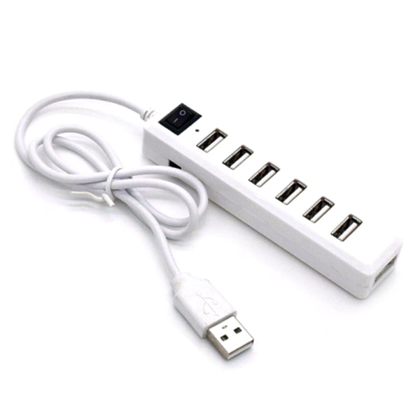 USB Hub 7 Port Ekspander Adapter USB 2.0 Hub Multi USB Splitter white