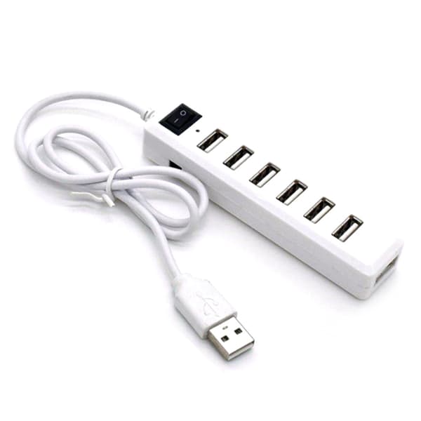 USB-hub 7-porters utvidelsesadapter USB 2.0 Hub Multi USB Splitter white