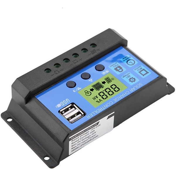 12V/24V Dual USB Solar Panel Charge Controller och Smart Solar Panel Batteriregulator med LCD-skärm 10A/20A/30A(YJSS-30A)