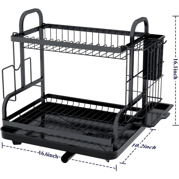 2-etasjes oppvaskstativ, multifunksjonelt oppvaskstativ, rustfritt kjøkkenoppvaskstativ