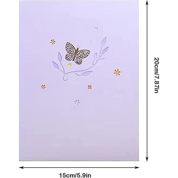 Butterfly 3D Pop Up -onnittelukortti - äitienpäivälahjakortti - syntymäpäiväkorttilahja