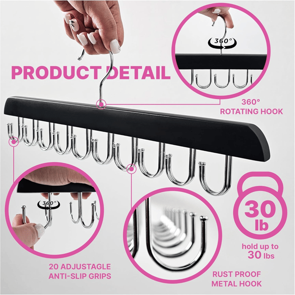 2-pack Tank Top and Bra Hangers - Space-Saving Closet Organizer for Dorm and Apartment Storage Black