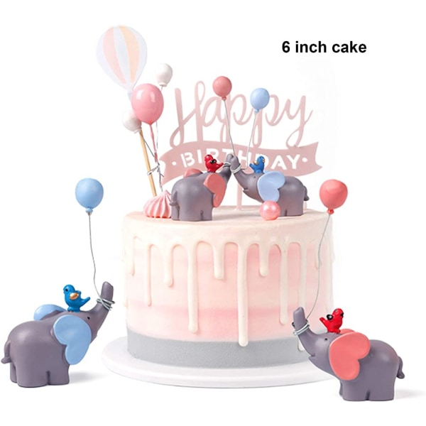 2 pakke ballong blå og rosa elefantkake toppers harpiks figur dukke ornament Baby shower barn bursdagskake dekorasjon