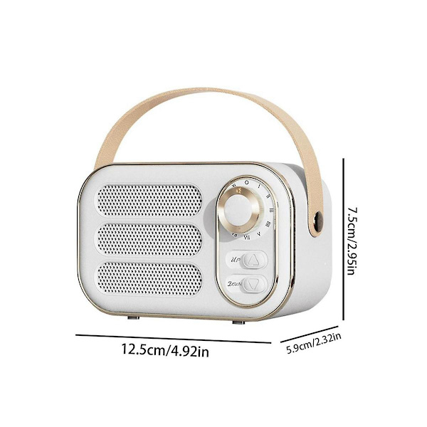 Retro-kaiutin 360 asteen stereovaikutuksella Bluetooth Mini -kaiutin Vintage-radio Koti Deko Äänirasia Ulkokäyttöön White