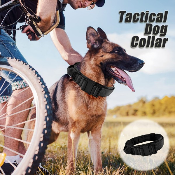 Militærhalsbånd taktisk hundehalsbånd med håndtak（L)