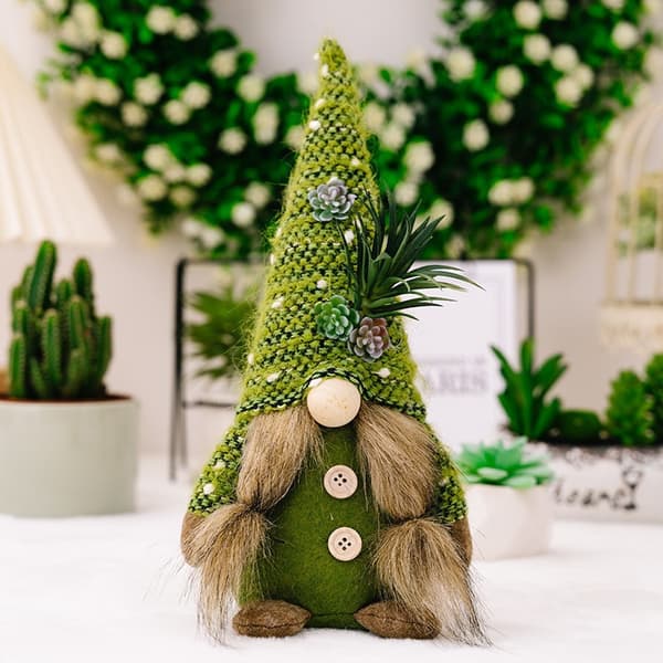 Ny stickad saftig ansiktslös docka figur jul tomte dvärg plyschleksak (Brown Beard)