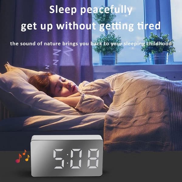 Small Mini Digital Travel Alarm Clock with LED Time or Temperature Display, Snooze, Adjustable Brightness, Easy Operation Red One size