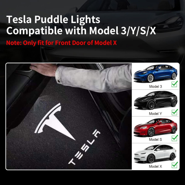 4 stk Tesla Pølleskærmslys Billedesign, Ultra-Let LED 3D Laser Spøgelseslys, Velkomstlys til Model 3 YSX Tilbehør