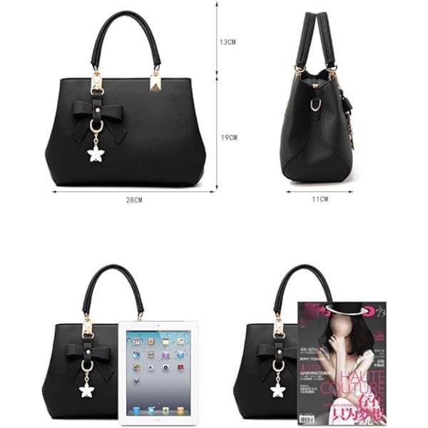 Handväska för kvinnor, Messenger Bag, Clutch PU-läderväska för skolan, Mors Dagspresent (Claret)