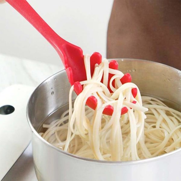 2 pakke kjøkken spaghetti skje silikon spaghetti skje kjøkken gadgets (rød)