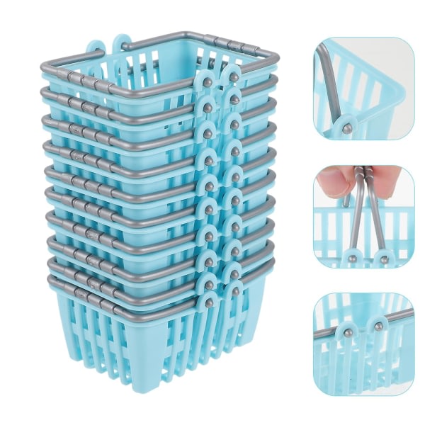 10 stk kompakt håndholdt kurv til børn Brug af mini indkøbskurv Multifunktionel mini plastikkurv (7x5,2 cm, himmelblå)