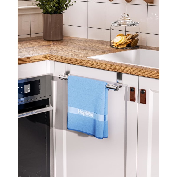 Køkkenhåndklædetørrer, viskestykkeholder, rustfrit stål, pakke med 2, sølv (23,5 cm)