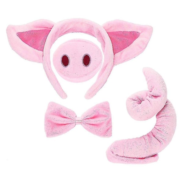 Set Possun korvat Nose Tail ja rusetti Pink Set Accessories
