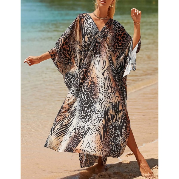 Kjoler Cover Up til Badetøj Kvinder Plus Size Animal Print Resort Dress