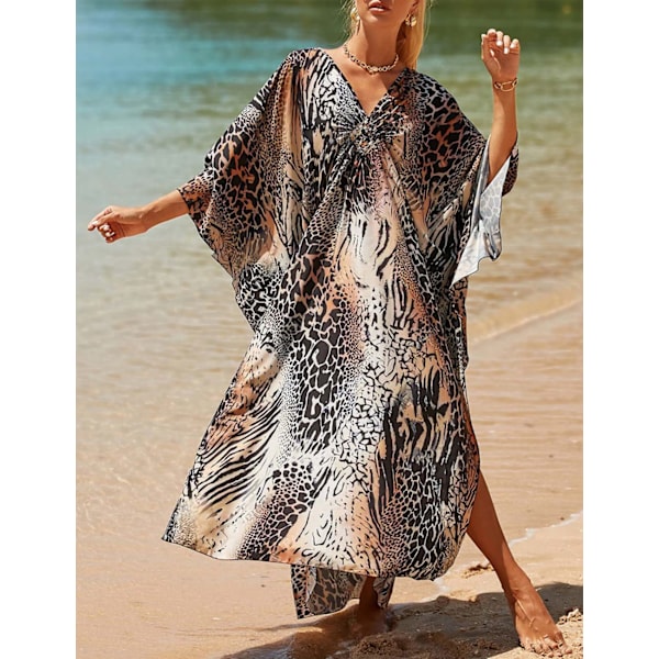 Kjoler Cover Up til Badetøj Kvinder Plus Size Dyreprint Resort Kjole
