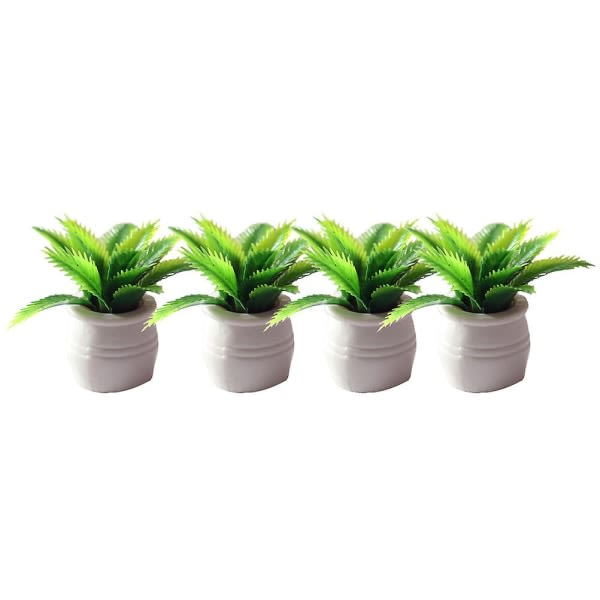 4 stk Mini potteplante kunstig potteplante bordplante Bonsai boligindretning（3,5x3,5 cm，grøn）