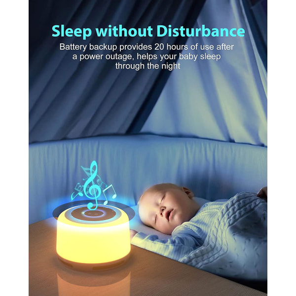 White Noise Machine For Adults And Children Sound Machine With Night Light Portable Sleep Noise Machine For Home, Office, Travel