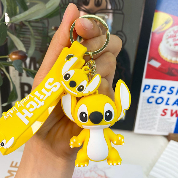 Anime Disney Stitch Nyckelring och Docka Nyckelring Mode Par Väska Blå Gul - hög kvalitet Yellow