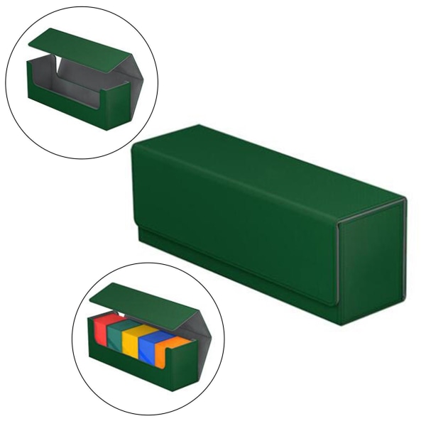 Suuri pelikorttikotelo, säilytysteline, vakiokoko yli 400 suojatulle kortille, vihreä