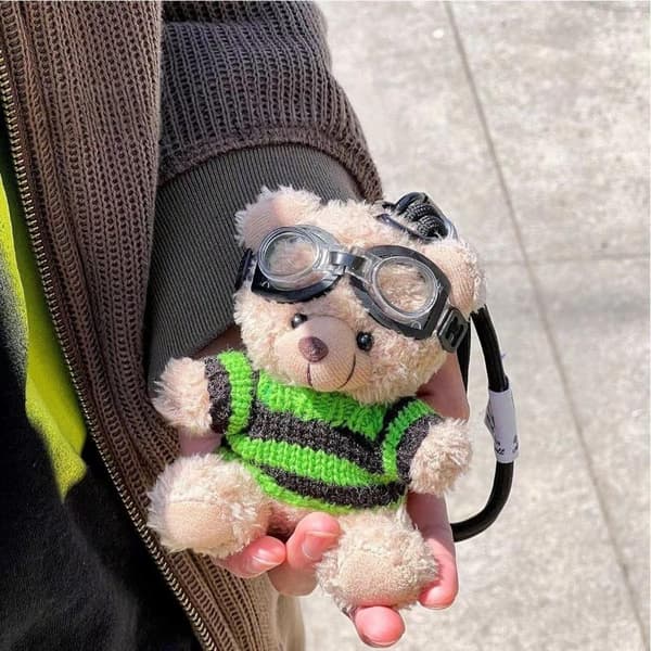 1 st Cartoon Brown Bear Doll Plush Keychain Bag Pendant DIY Accessories A2