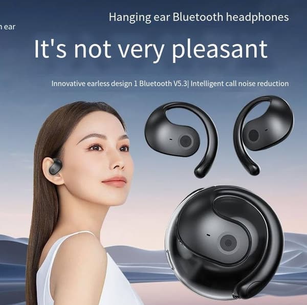 Caduola 2024 Ny Opgraderet Open 3D Stereo Øre-krog Bluetooth Lille Kokosnød Bold Bluetooth Headset (sort) black