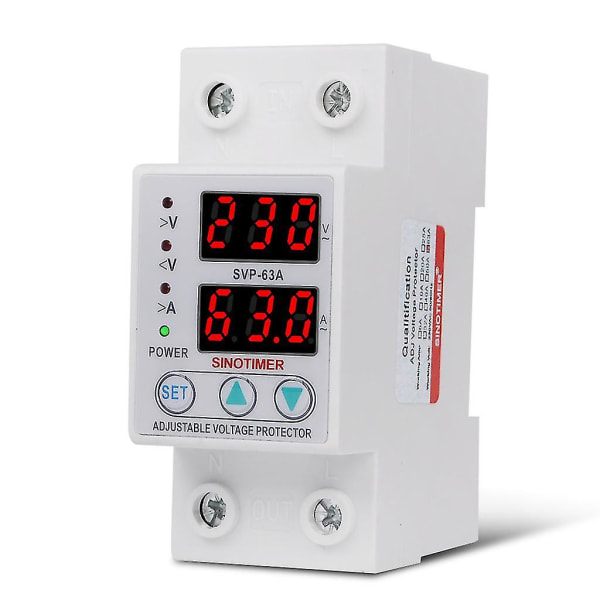 63a 230v overspenningsbeskyttelsesenhetsbeskyttelse Strømgrense voltmeter--