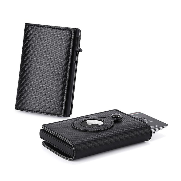 Plånbok i äkta läder för Smart Air Tag, Rfid Kreditkort Pengar Hållare Automatisk Pop Up Mini Aluminium plånbok