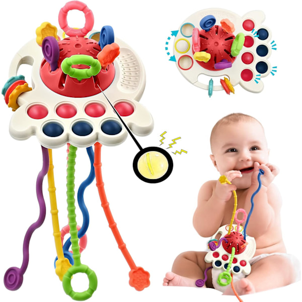 Sensory Montessori Baby Toys 6 to 12 Months, Toddler Travel Toys for  2 Year Old Boy Girl Birthday Gifts, Soft Pull String Fidget Educational Learning