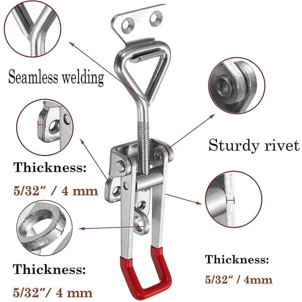 Tunga Justerbara Spännstiftklämmor med Låsningshål 660lbs (4-pack)